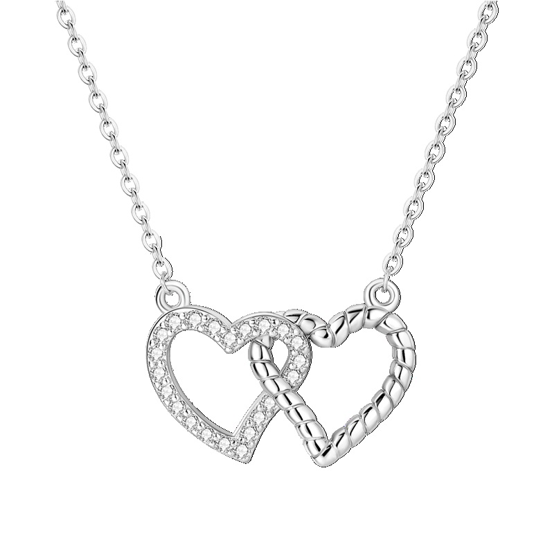 S925 Interlocking Hearts Necklace | Brilliant Belle